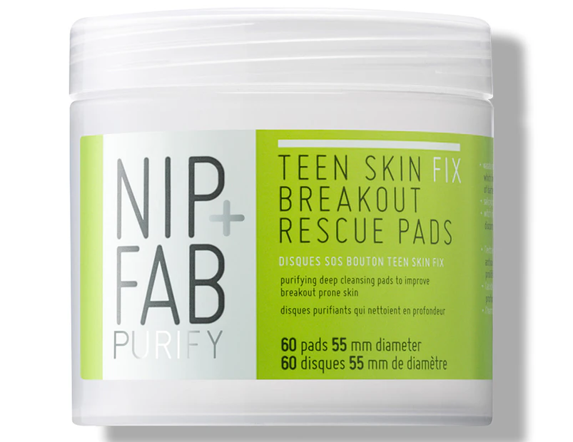 60pk Nip+Fab Purify Teen Skin Fix Breakout Rescue Pads