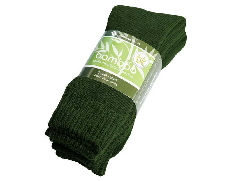 Extra Thick Green Bamboo Socks - 3 Pack