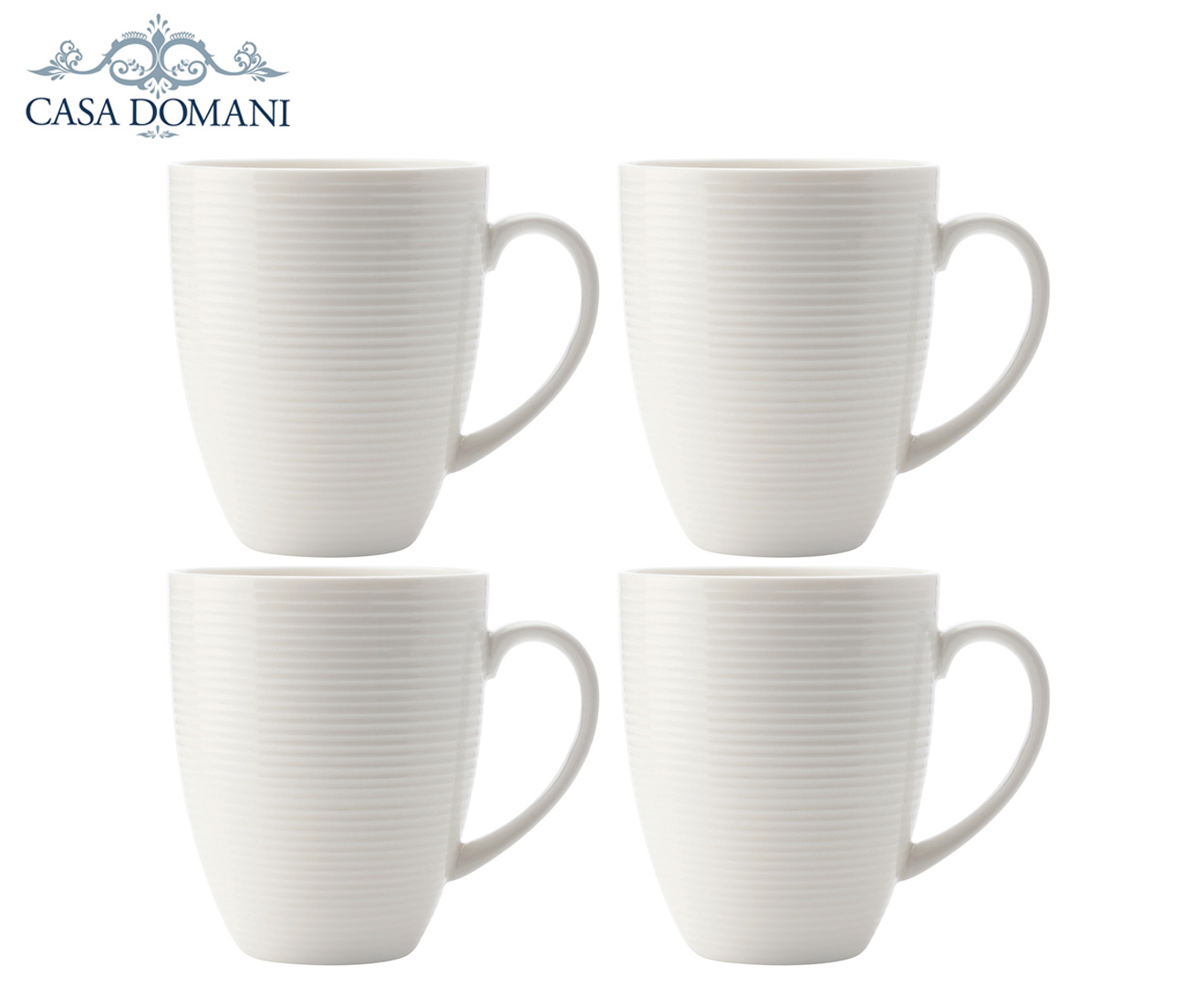 Set of 4 Casa Domani 340mL Casual White Evolve Coupe Mug - White ...