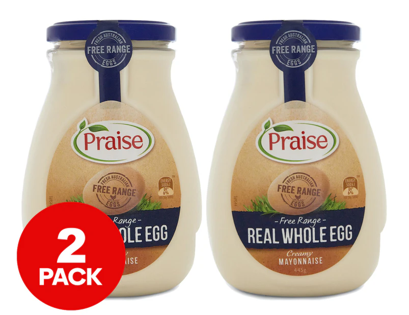 2 x Praise Creamy Mayonnaise Real Whole Egg 445g