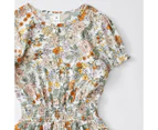 Target Linen Blend Tiered Hem Dress - Floral - White