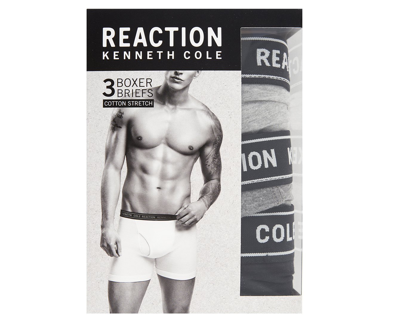 Men's Kenneth Cole Reaction REM8226 Cotton Stretch Boxer Briefs - 3 Pack  (Black S) 