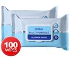 2 x 50pk Multi-Purpose Alcohol Disinfectant Cleaning Wipes 1