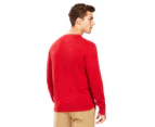 Tommy Hilfiger Men's Cotton Silk V-Neck Knit Sweater - Haute Red Heather