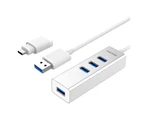 Unitek Y-3082B  Universal USB 4-Port Hub.    Stylish & Elegant Aluminium Case. USB3.0 SuperSpeed data transfer (5GBPS). Includes USB-C Adaptor, Switc