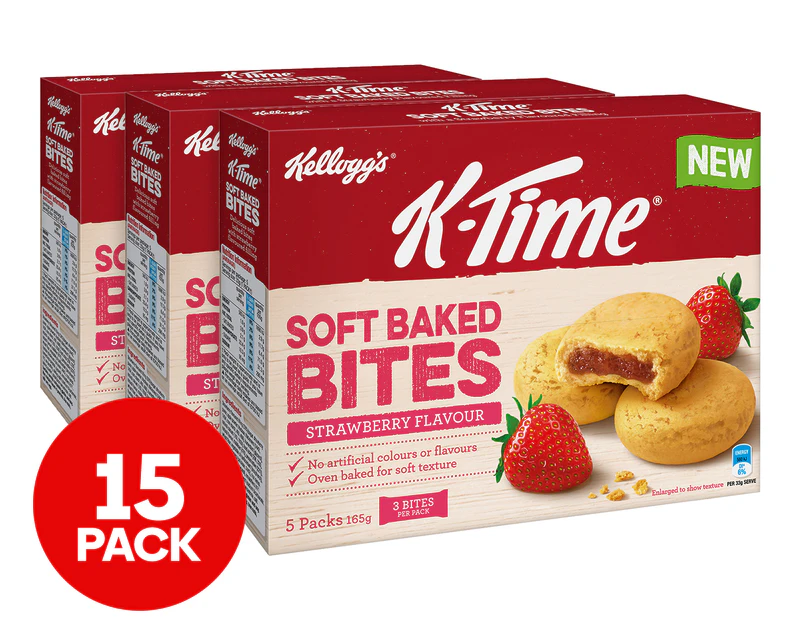 3 x 5pk Kellogg's K-Time Soft Baked Bites Strawberry