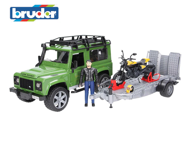 Bruder 1/16 Land Rover Defender with Trailer - Green