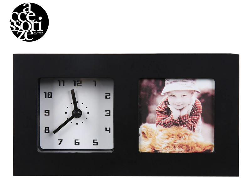 Accessorize Photo Frame Clock - Black