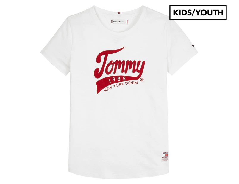 Tommy Hilfiger Girls' 1985 Graphic Tee / T-Shirt / Tshirt - Bright White