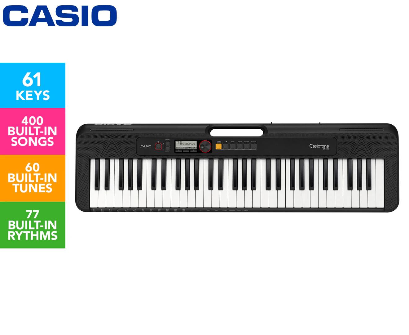 Casio Casiotone Ultra Compact 61-Note Portable Keyboard with USB - Black