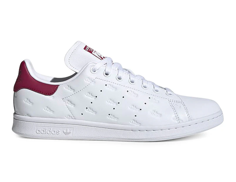 Adidas Originals Men's Embossed Stan Smith Sneakers - White/Ruby/Maroon