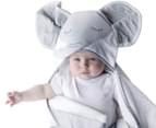 Bubba Blue Petit Elephant Novelty Hooded Baby Bath Towel - White/Grey 4