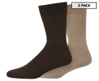 Pussyfoot Men's Fine Gauge Business Socks 2-Pack - Stone/Brown