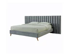 Luxury King Size Fabric Bed frame with extra wide bed head - Silver