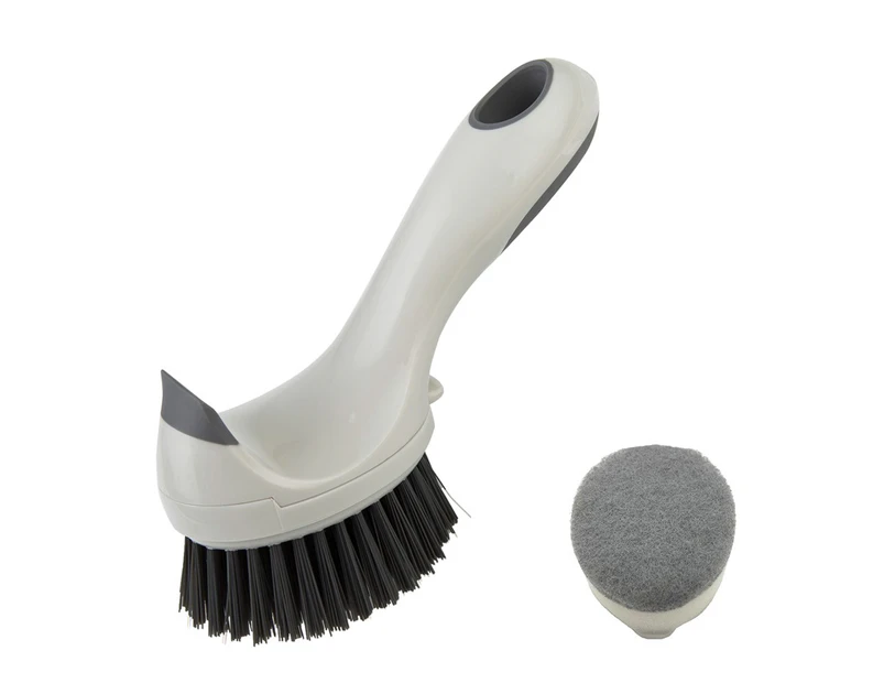 DOLANX Dish Brush with One Replacement Sponge Heads Short Handle for Pot Pan Plate Dishes Cleaning