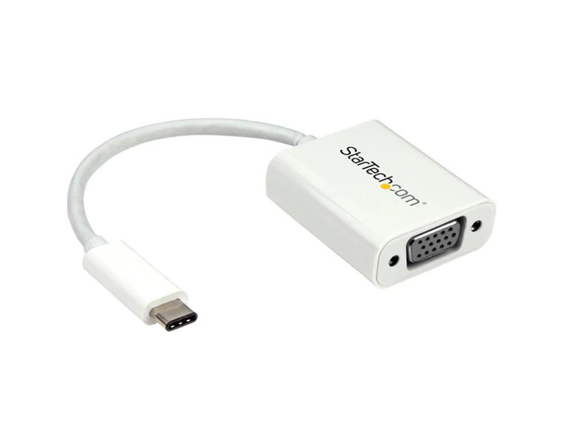 Startech USB-C to VGA Adapter - USB-C to Video Converter - White