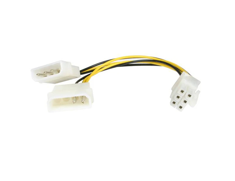 StarTech.com LP4PCIEXADAP Internal Power Cord - 15.24 cm - Convert a Standard LP4 Power Supply Connector to a 6-pin PCI Express Video Card Power