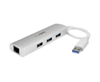 Startech 3Port USB Hub With Gigabit Network Adapter - Silver USB 3 Hub