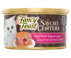24 x Purina Fancy Feast Savory Centers Pate w/ Salmon & Gourmet Gravy Center 85g