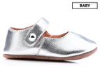 Walnut Baby Girls' Maggie Leather Mary Jane Shoes - Silver