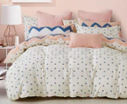 CleverPolly Millie Queen Bed Quilt Cover Set - Navy/Blush/Chevron/Dots
