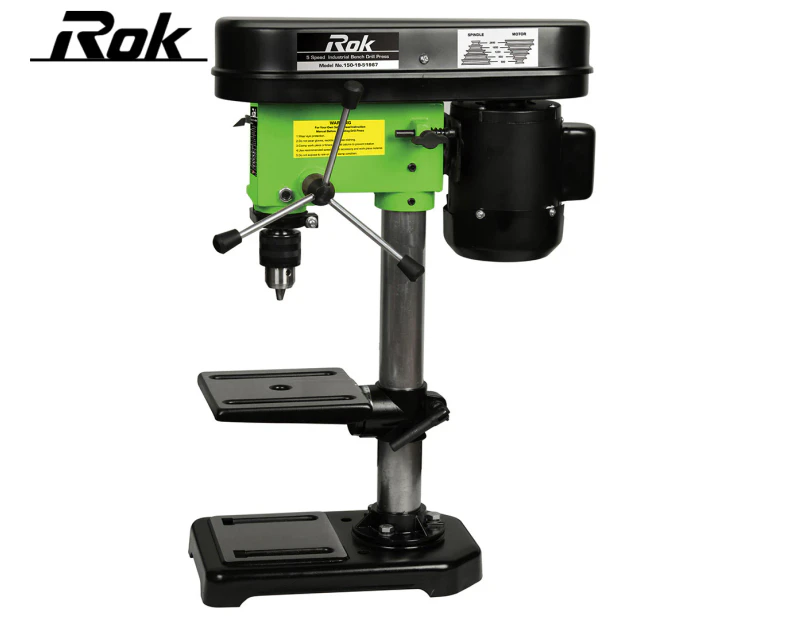ROK 250W Bench Drill Press - Black/Green