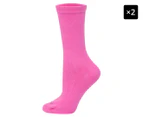 2 x Pussyfoot Women's Cushioned Non Tight Health Socks - Pink