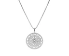 Bevilles Crystal Geo Disc Necklace in Stainless Steel