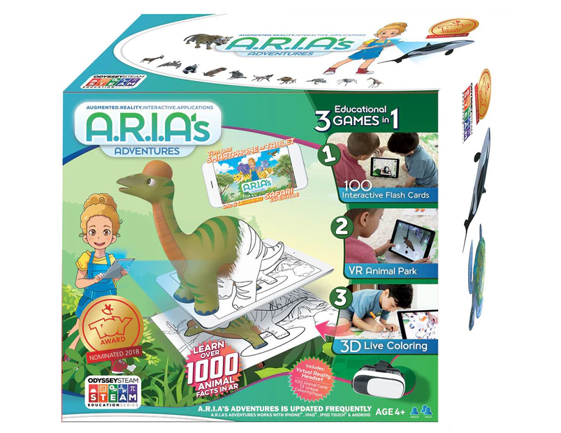 Aria's Adventures Augmented Reality Educational Gaming System - White/Black