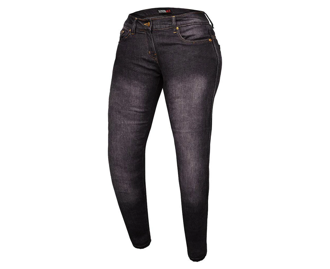 RIDERACT Women Riding Stretch Jean Black Reinforced Jean With Kevlar® lining Motorbike Pant with CE Armours