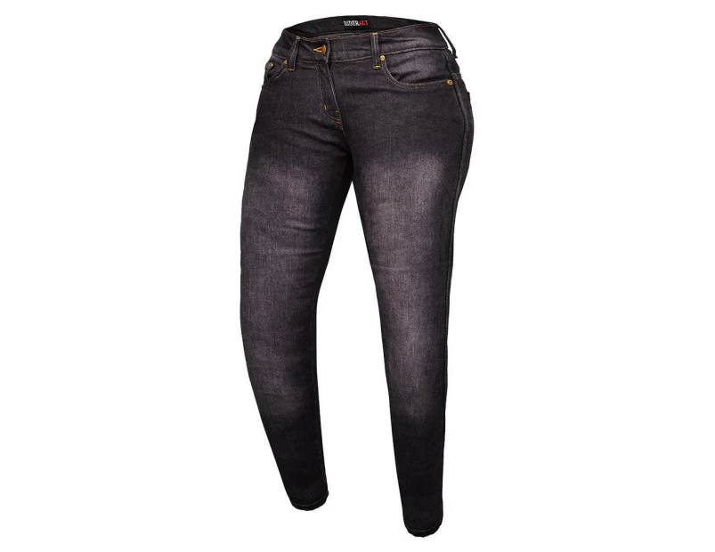 RIDERACT Women Riding Stretch Jean Black Reinforced Jean With Kevlar® lining Motorbike Pant with CE Armours