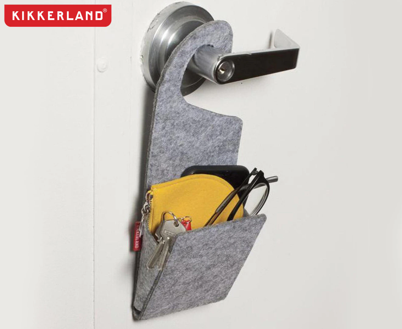 Kikkerland Felt Door Knob Pocket - Grey