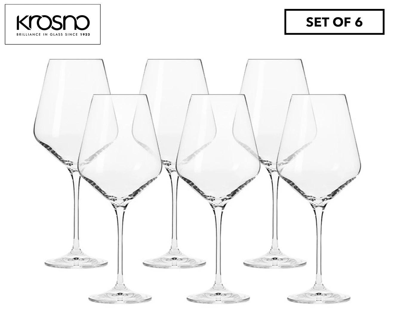 Krosno Large White Wine Glasses Set of 6 | 13.2 oz | Avant-Garde Collection | Crystal Glass | Perfect for Home, Restaurants and Parties | Dishwasher