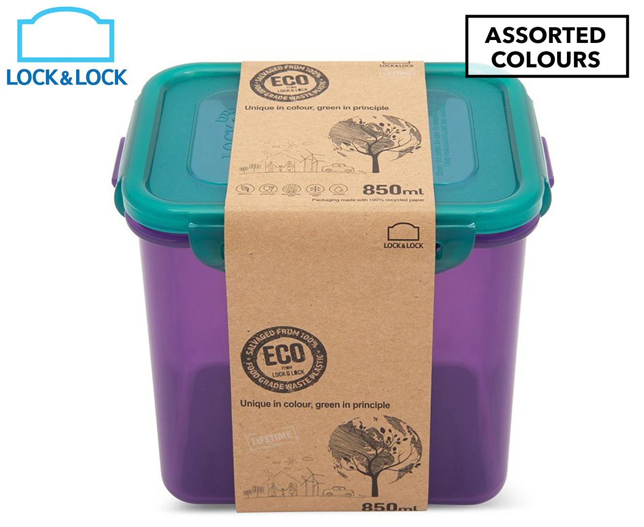 Locknlock 850ml Eco Rectangle Airtight Food Container Travel/Pantry Set Tall