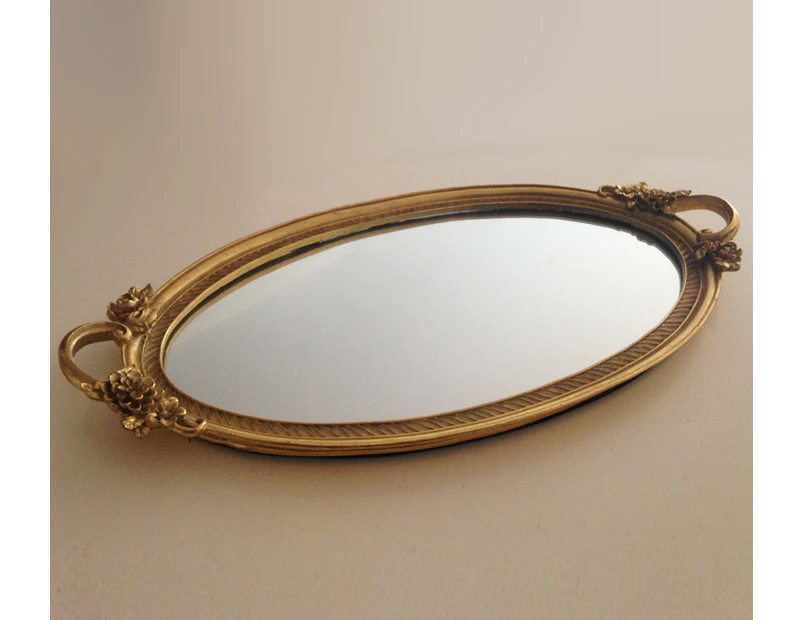 Gold Oval Mirrored Serving Tray