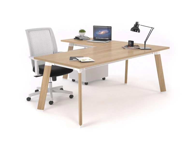 Switch Executive Corner Desk - Wood Imprint Frame [1800L x 1550W] - maple, none