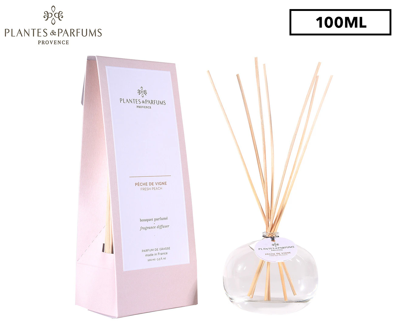 Plantes & Parfums Fragrance Reed Diffuser 100mL - Fresh Peach