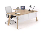Switch Executive Corner Desk - Wood Imprint Frame [1800L x 1800W] - maple, white modesty