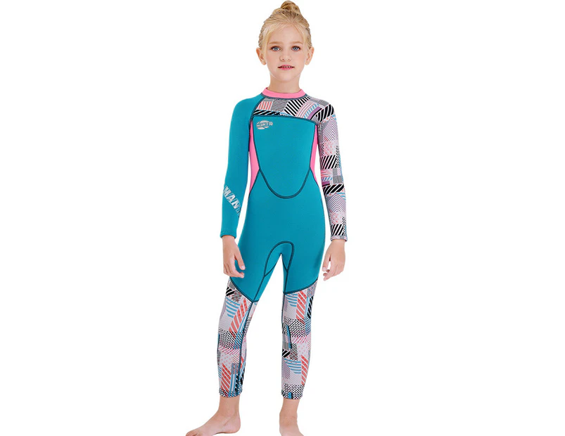 Mr Dive boys 2.5mm Neoprene Full Body Wetsuit UV Protection Keep Warm Long Sleeve Swimsuit-Blue
