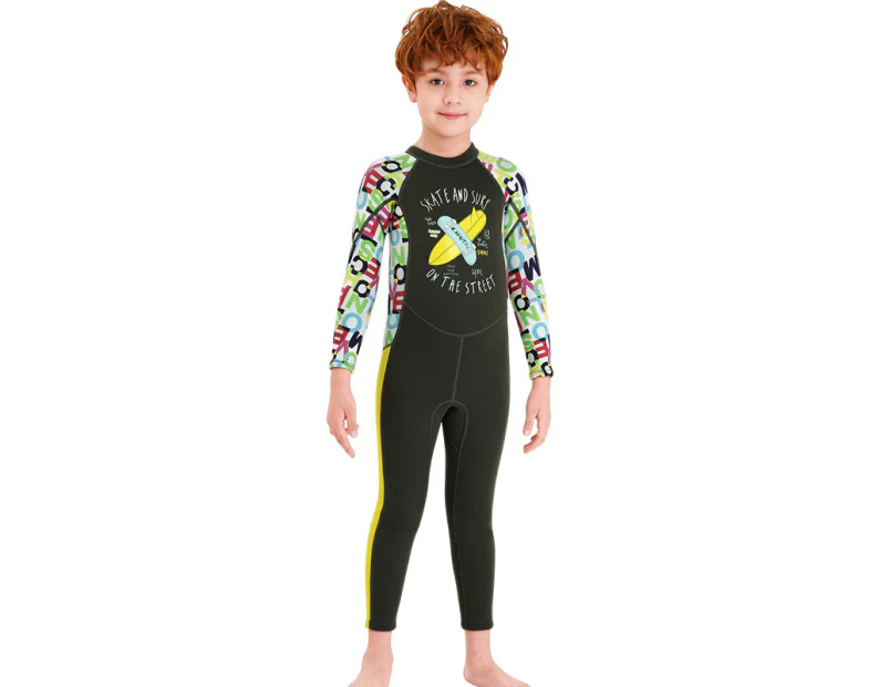 Mr Dive kids 2.5mm Neoprene Full Body Wetsuit UV Protection Keep Warm Long Sleeve Swimsuit-Grey