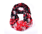 Women Fashion Accessory Exotic Vibrant Coloured Floral Design Everyday Scarf Red