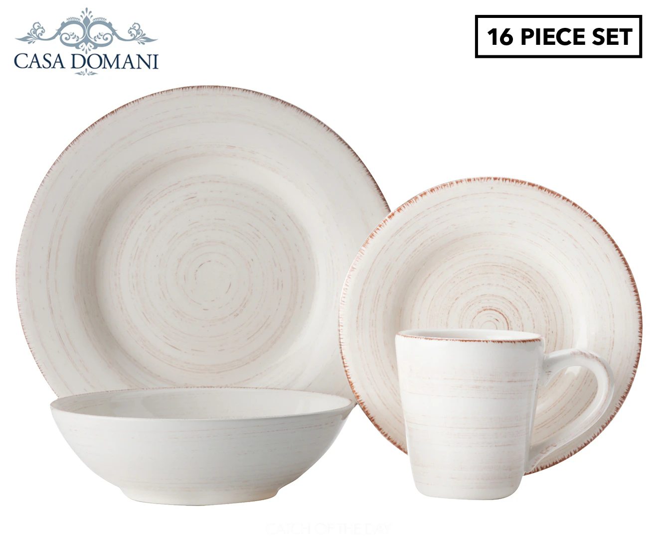 Casa Domani 16-Piece Portofino Dinner Set - Quartz