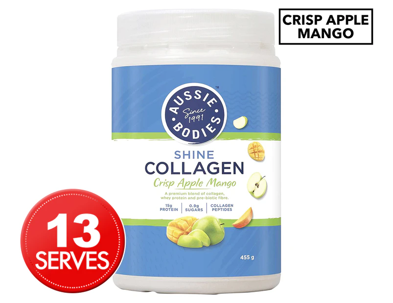 Aussie Bodies Shine Collagen Protein Powder Crisp Apple Mango 455g