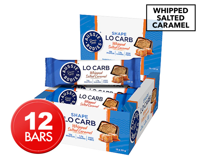 12 x Aussie Bodies Lo Carb Bar Whipped Salted Caramel 50g
