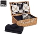 West Avenue 4-Person Wicker Insulated Picnic Basket w/ Blanket 1