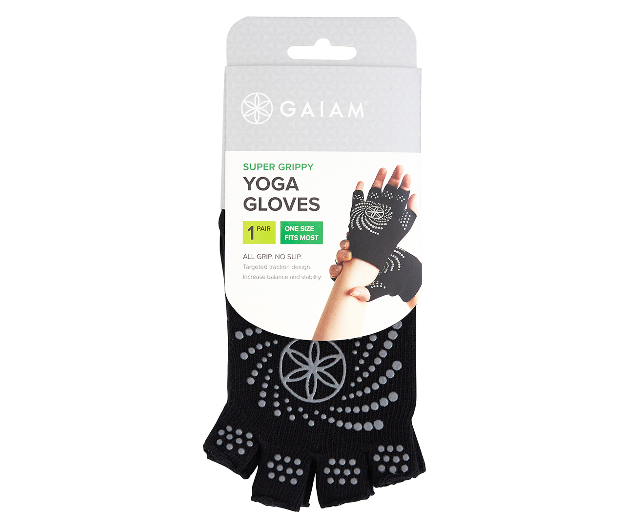 Gaiam Super Grippy Yoga Gloves - Black