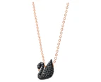 Swarovski Iconic Swan Small Pendant Necklace - Black / Rose Gold-Tone Plated