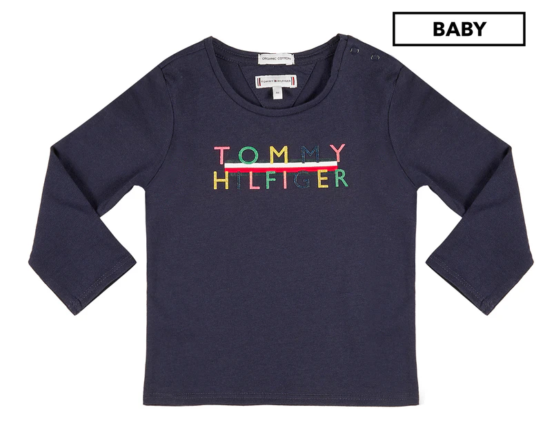 Tommy Hilfiger Baby Girls' Iconic Logo Long Sleeve Tee / T-Shirt / Tshirt - Eclipse