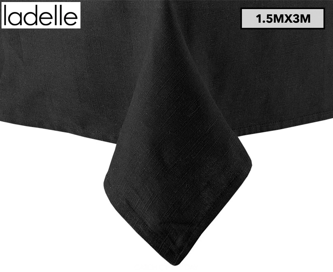 Ladelle 1.5x3m Base Linen Look Tablecloth - Black