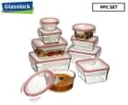 Glasslock 9-Piece Oven Safe Container Set w/ Snap-Lock Lids - Clear/Red 1